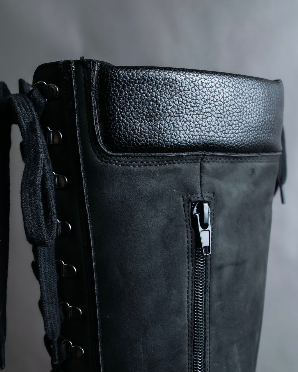 "YELLO" Lace up suede like stiletto heel knee-high boots