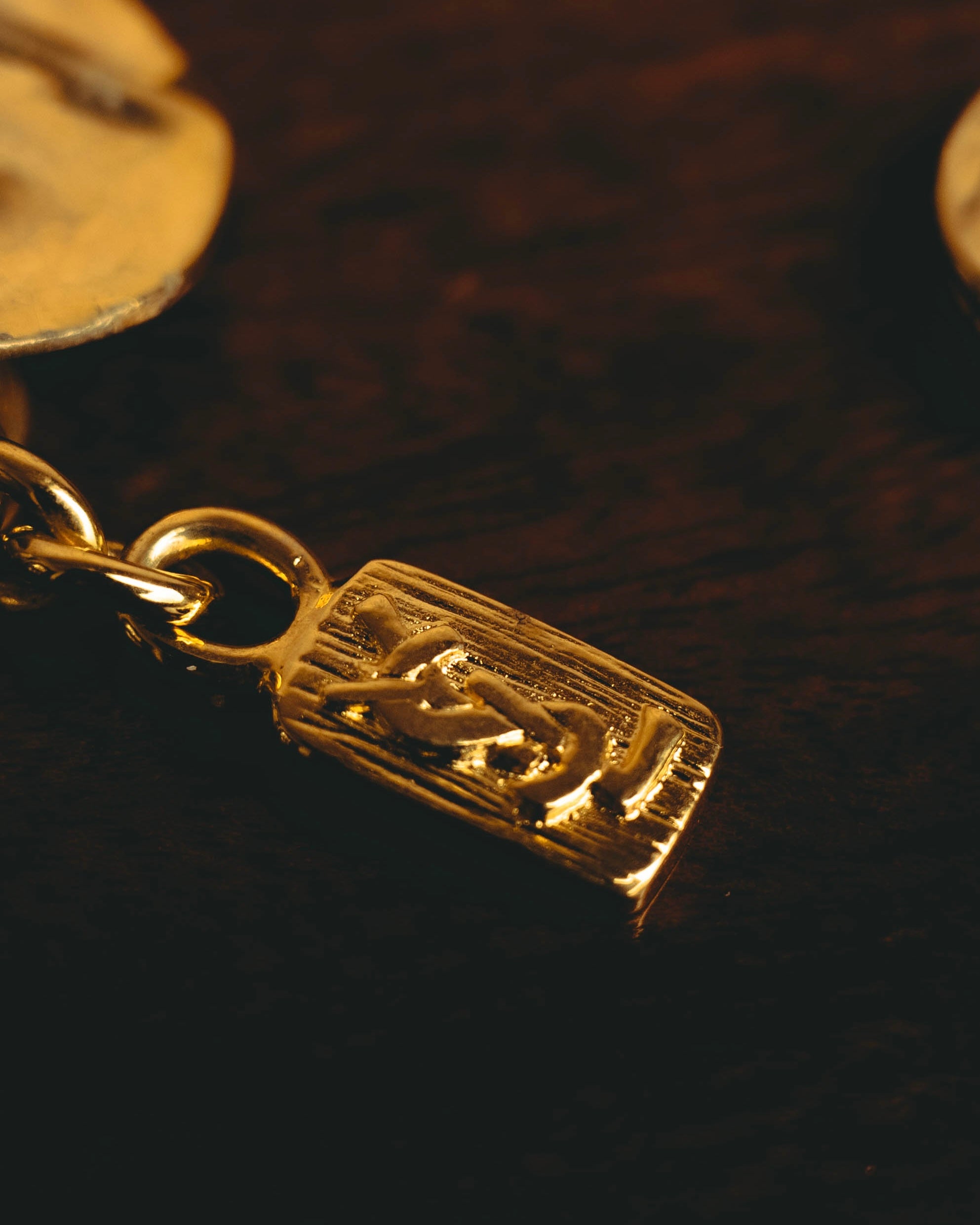 -SPECIAL- “Yves Saint Laurent” 80’s-90’s Hammered gold coin link bracelet