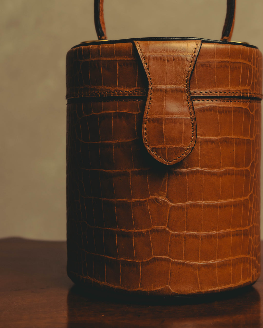 "CELINE" 80's-90's Structured cylindrical bucket bag