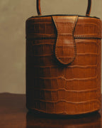 "CELINE" 80's-90's Structured cylindrical bucket bag