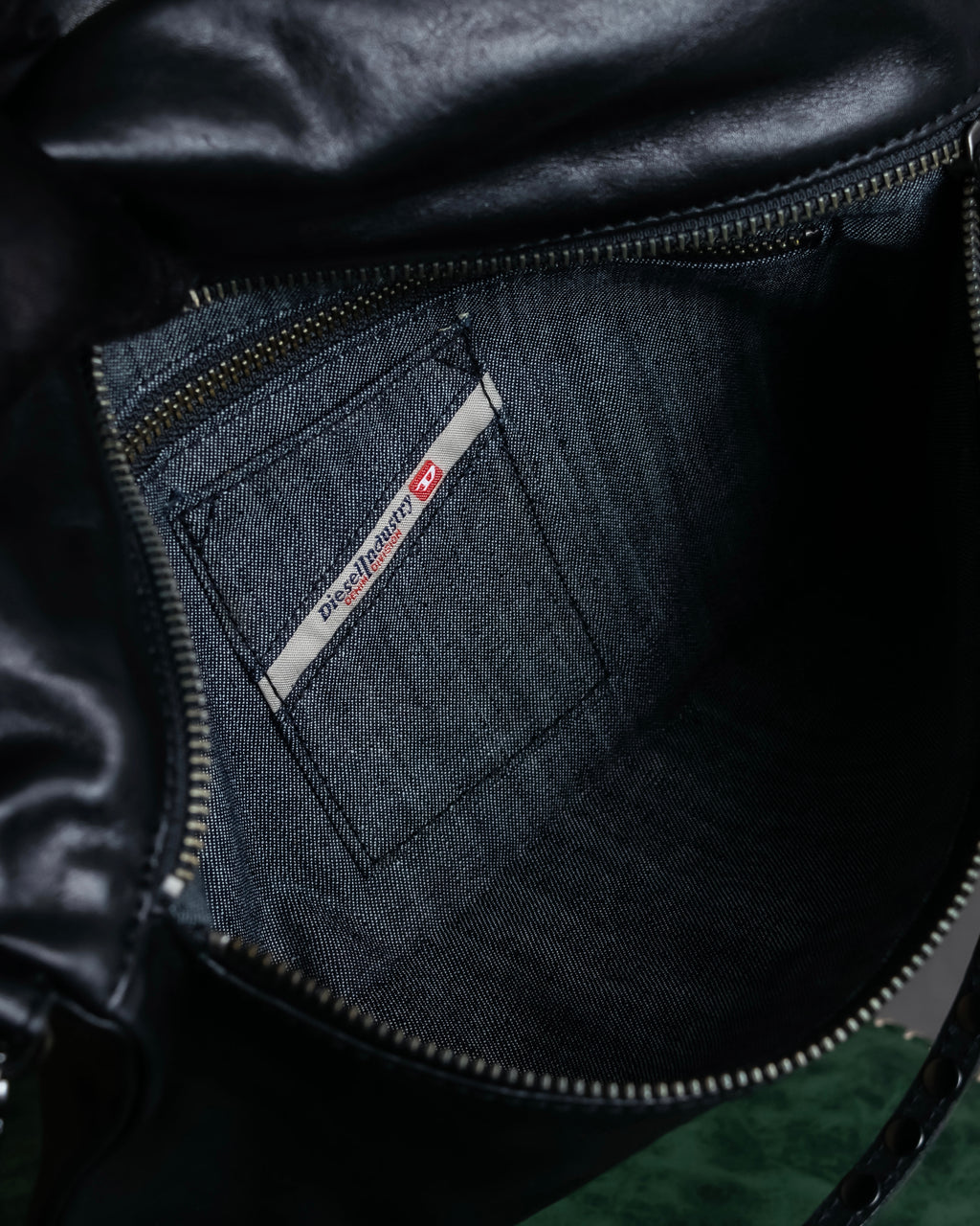 "DIESEL" Silver stud design leather one shoulder bag