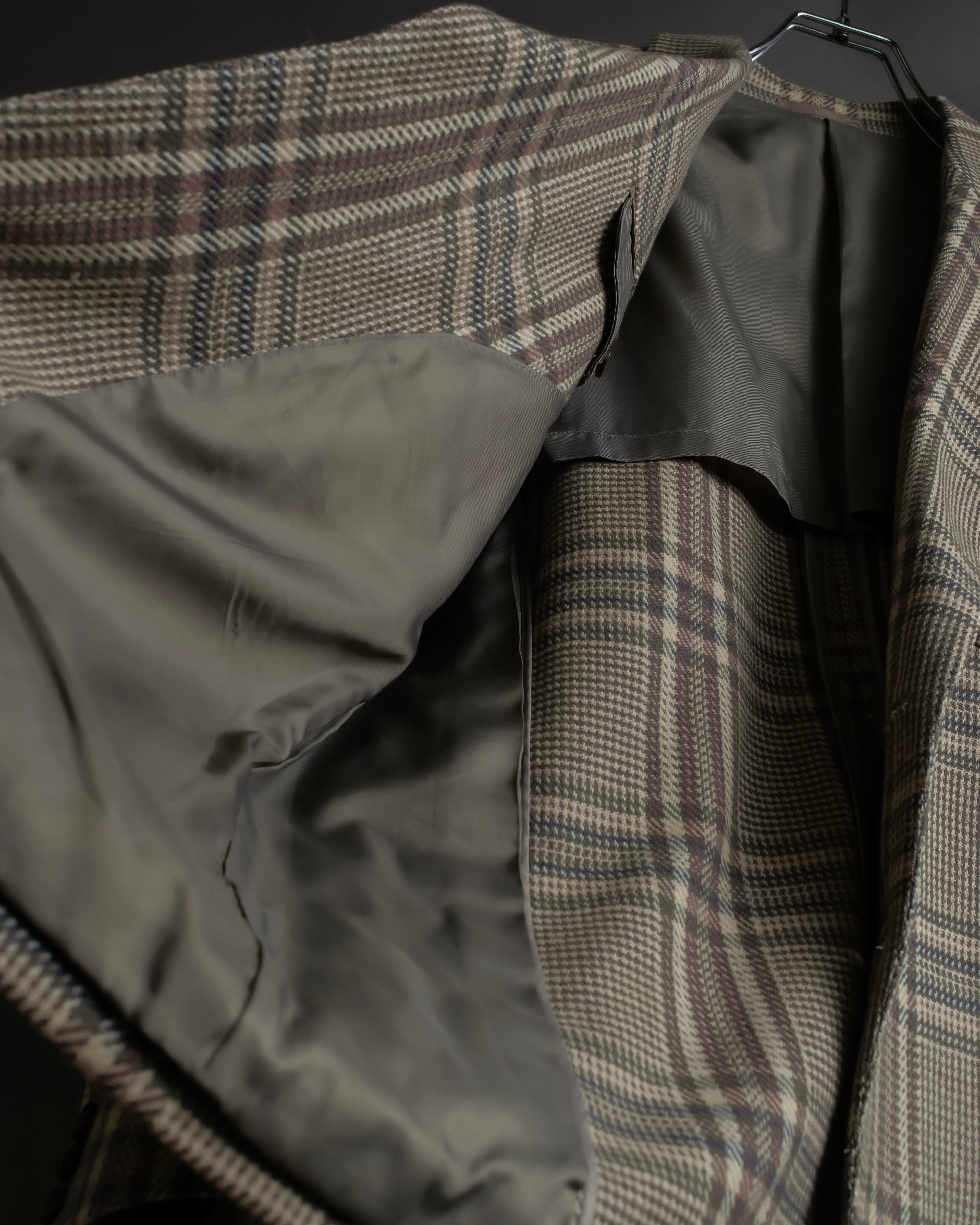 "BURBERRYS" Windowpane pattern tweed tailored jacket