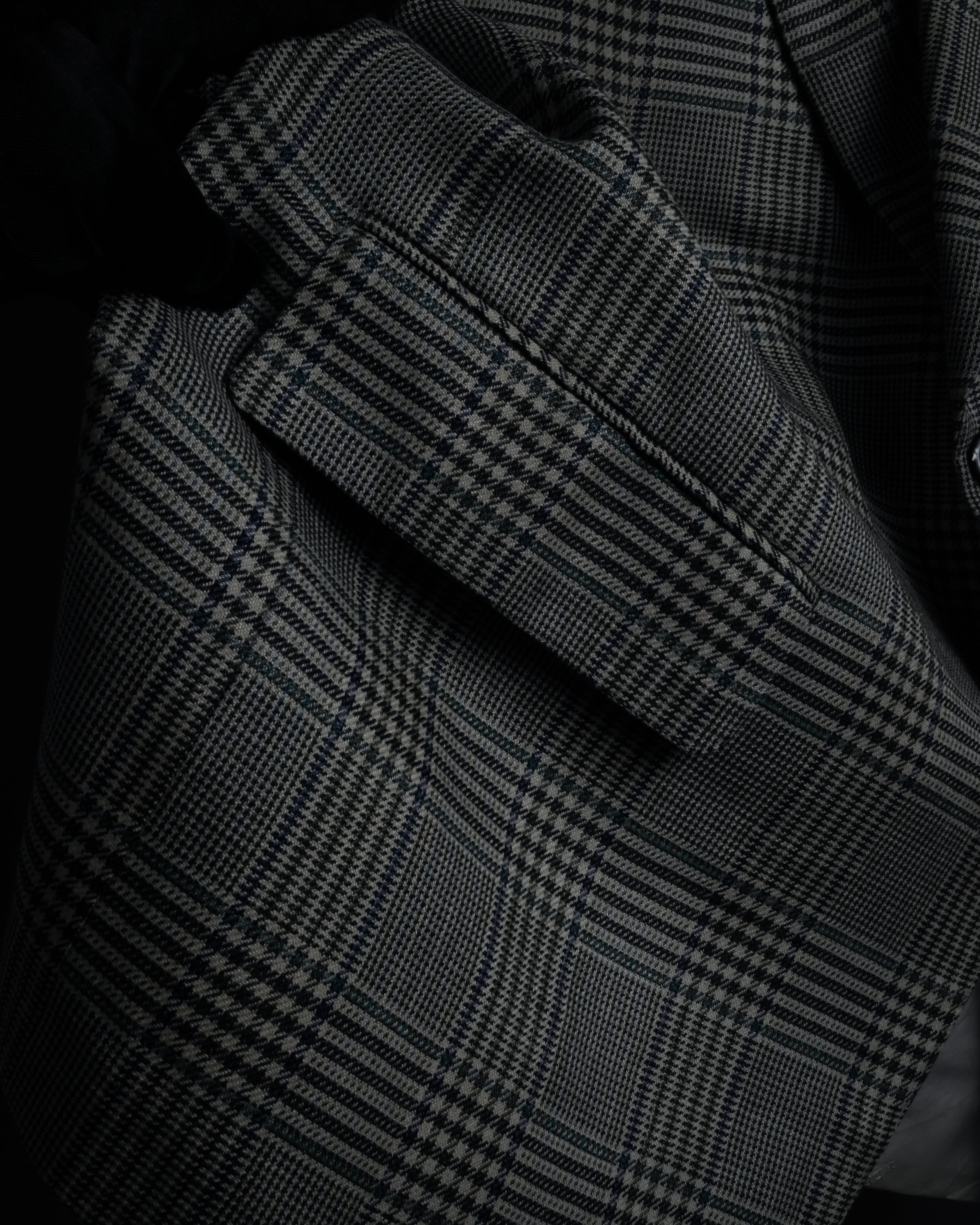 "HERMES" 90’s belvest silk wool linen peak lapel tailored jacket