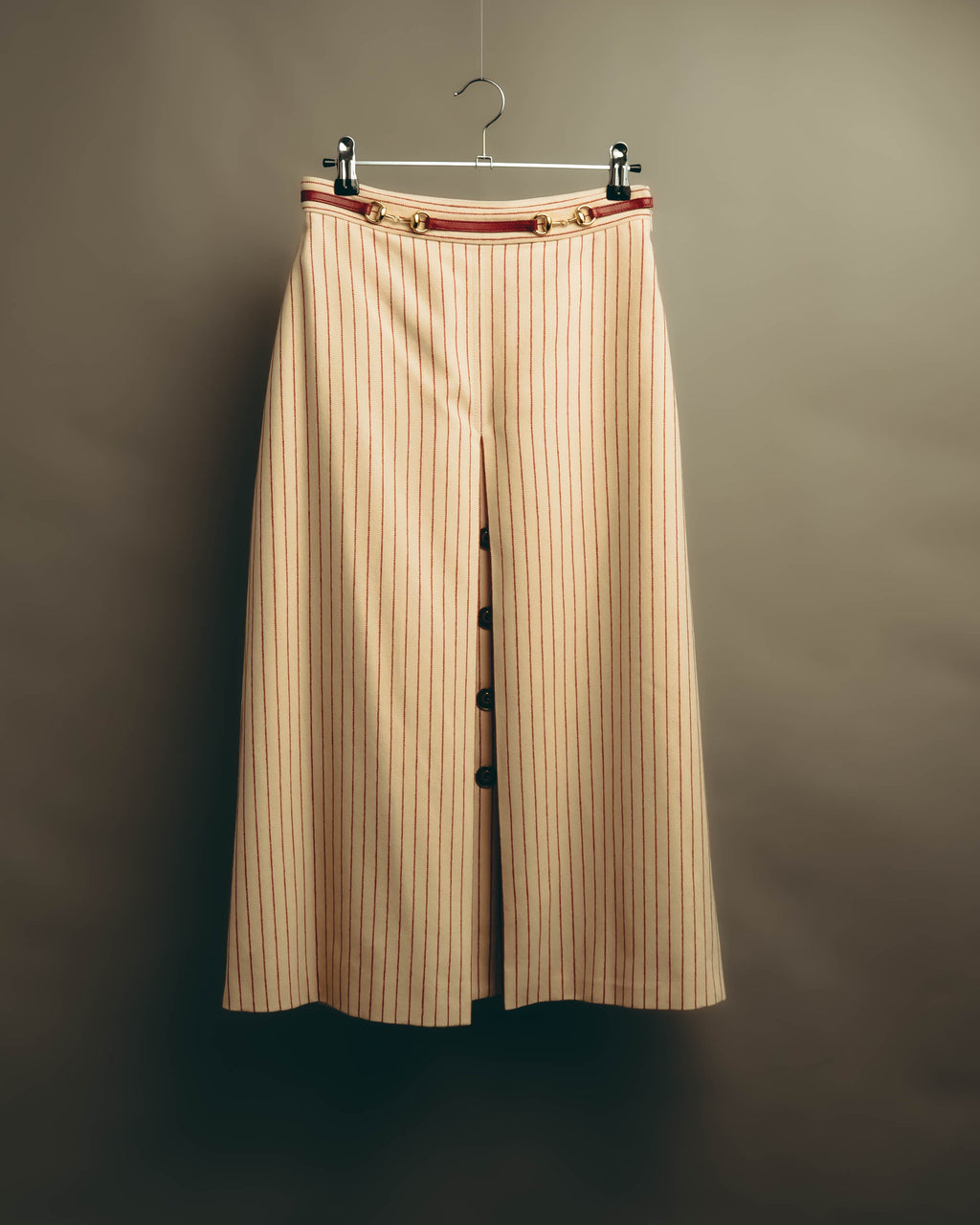 -SPECIAL- “GUCCI” 2015-2022 vintage inspired horsebit striped wool skirt