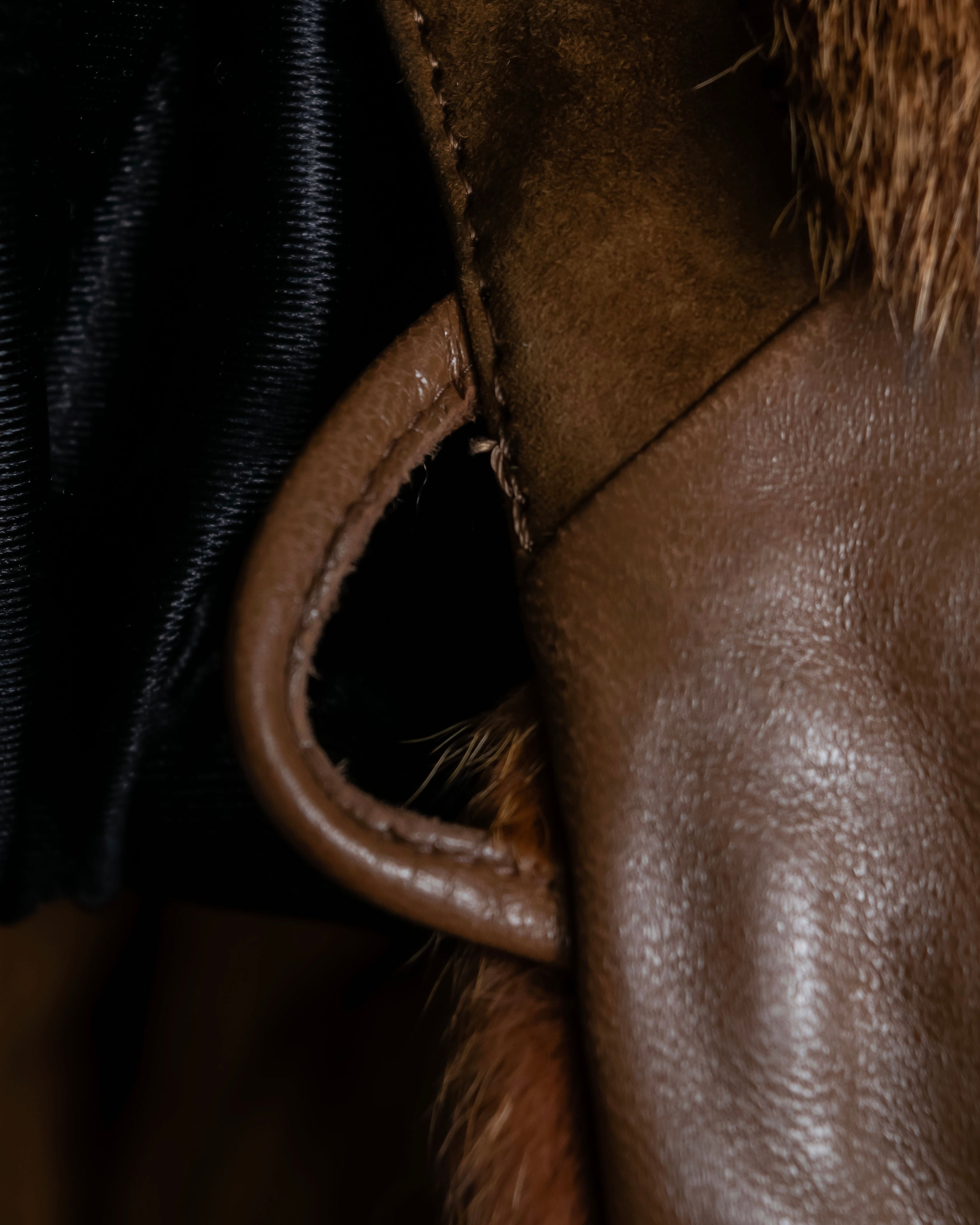 Vintage gradient fur hooded jacket