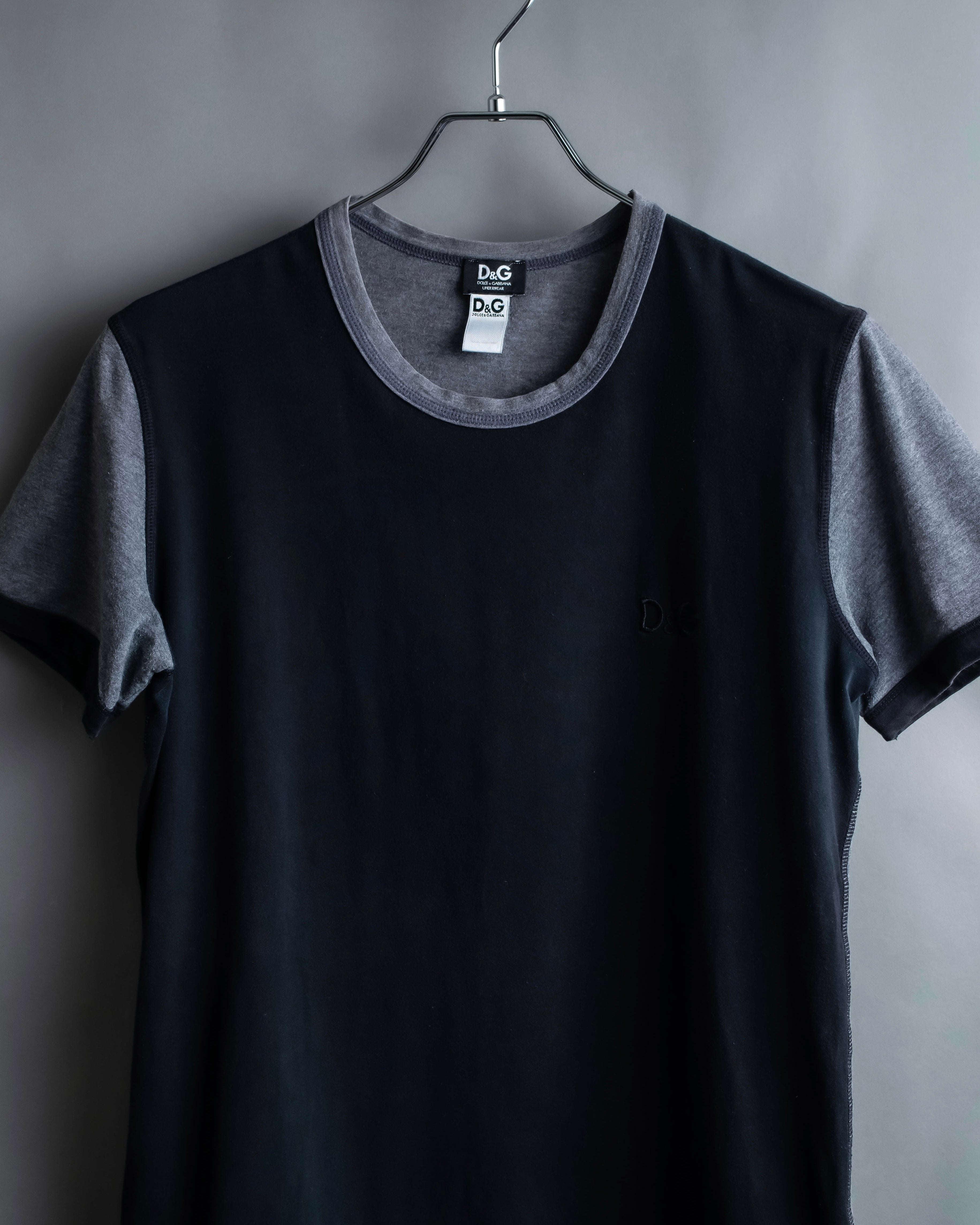 "DOLCE & GABBANA" Black and grey bicolor short sleeve T-shirt