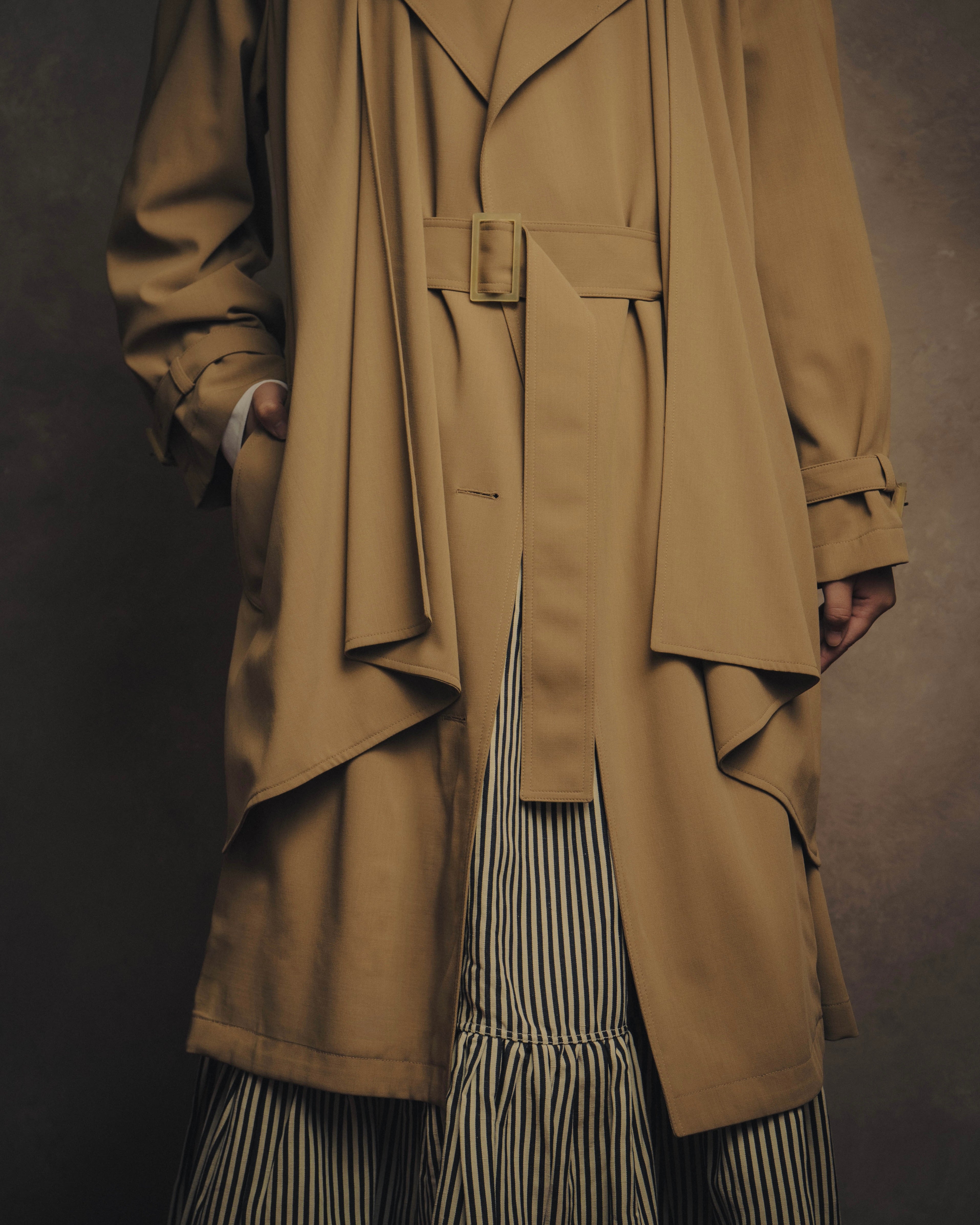 SPECIAL- “HERMÈS” 90's-00's Margiela era draped wool trench coat