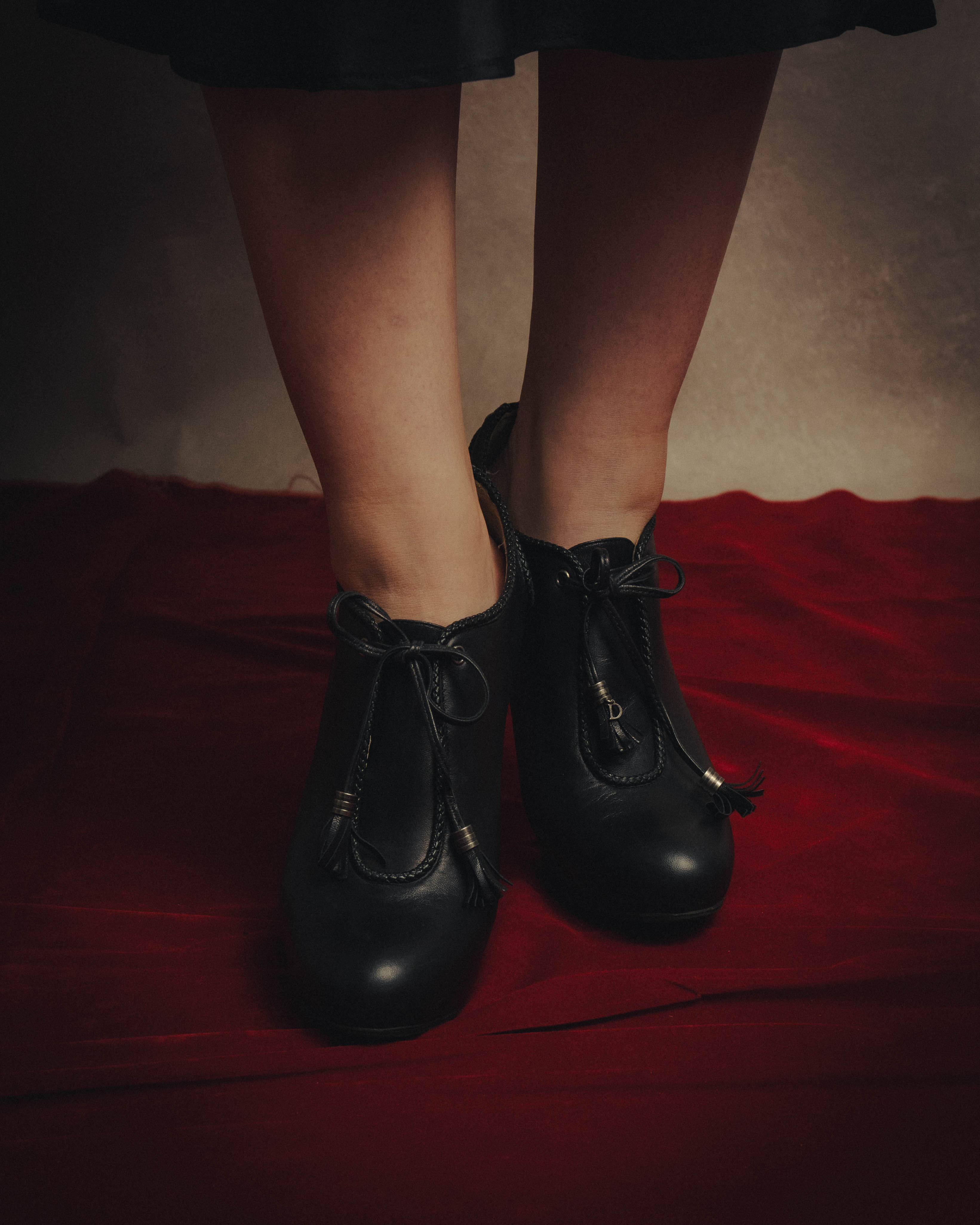 -SPECIAL- “Christian Dior” 00’s Ornate metal heel lace-up ankle boots