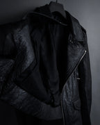-SPECIAL- "Rick Owens" 15AW Beautiful wrinkles front zip leather jacket
