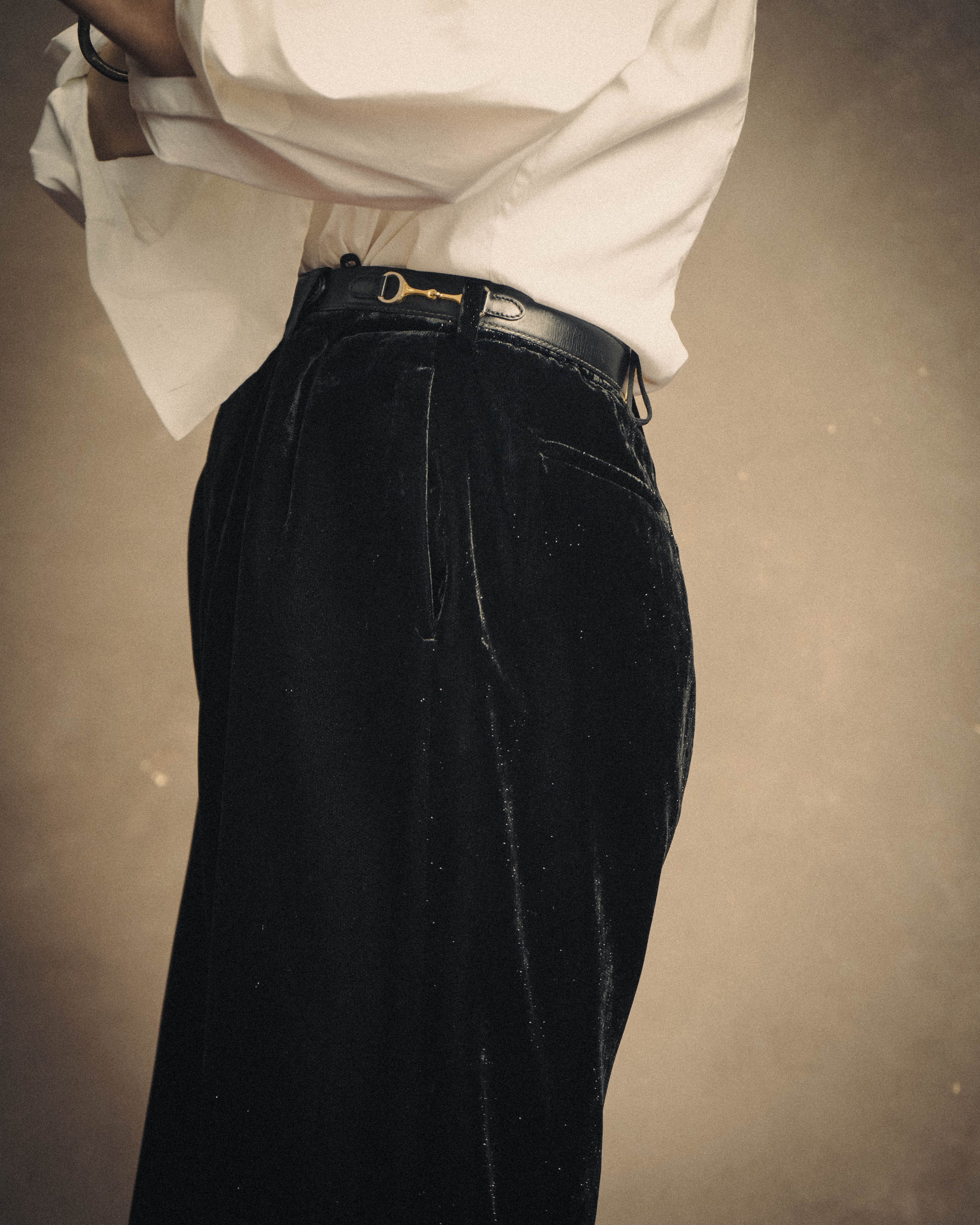-SPECIAL- “SAINT LAURENT” 2016’s- lamé velvet tuxedo trousers