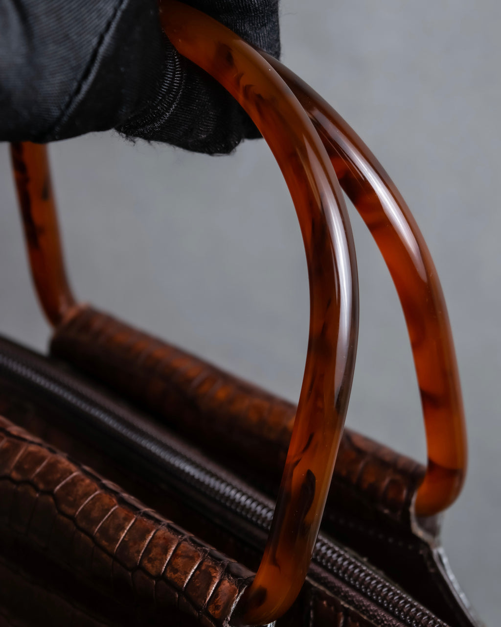 "Furdi" Crocodile embossed leather handbag