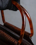 "Furdi" Crocodile embossed leather handbag