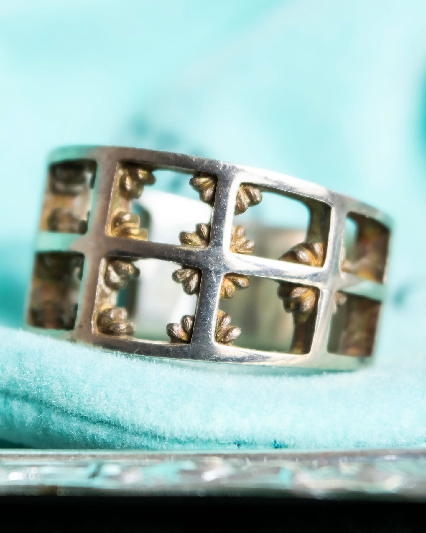 "Tiffany&Co" Silver 925 square cut edged ring