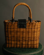 “BURBERRY BLUE LABEL” 00’s Rattan check lining basket bag