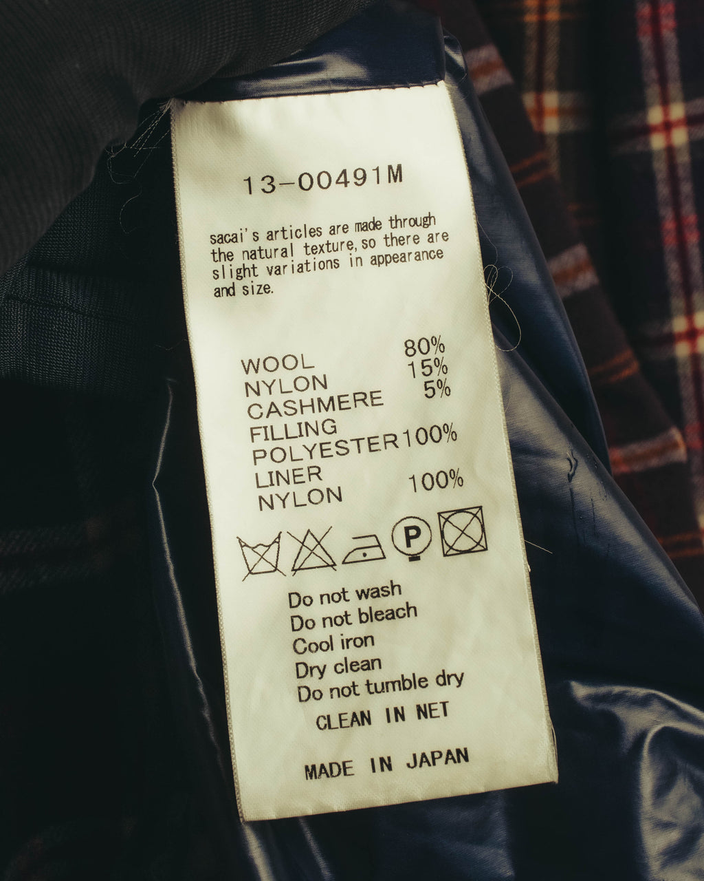 “sacai” 2010's Tartan wool cashmere padded hybrid coat