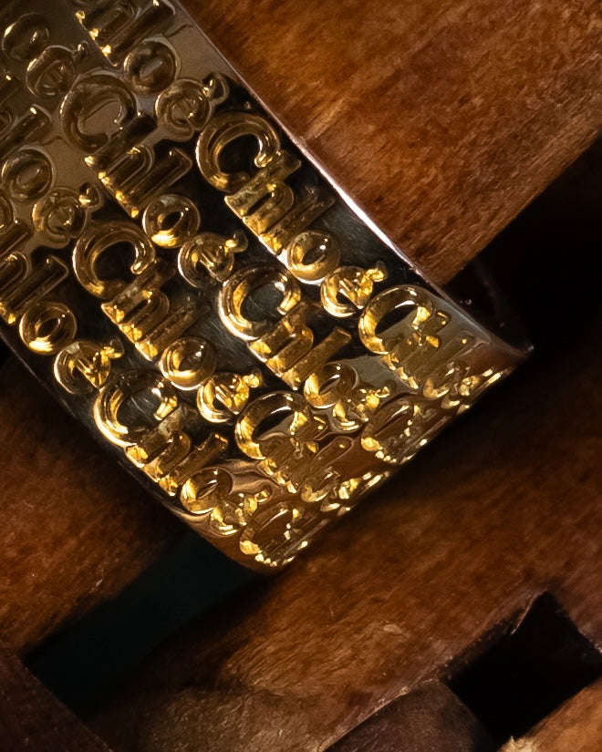 "Chloe" Logo engraved design gold tone ring