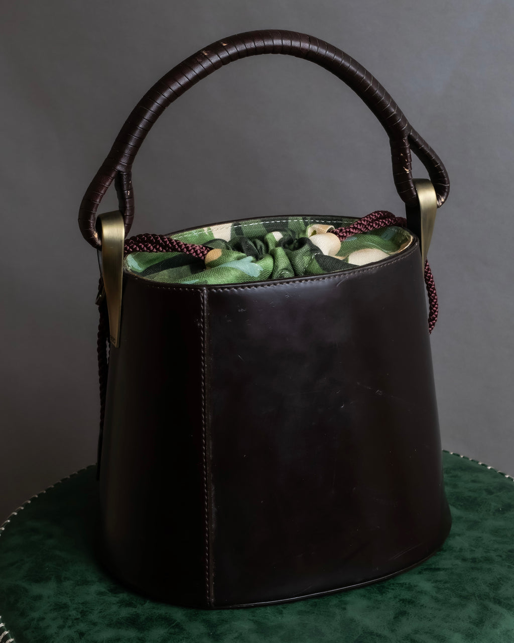 "KENZO" Camouflage design drawstring leather bag