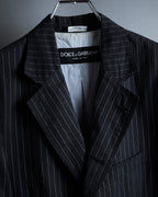 "Dolce & Gabbana" Collar switching design pinstripe pattern tailored jacket