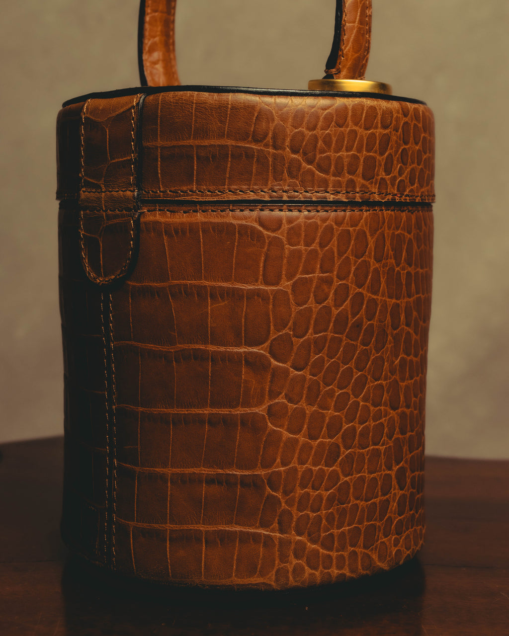 "CELINE" 80's-90's Structured cylindrical bucket bag