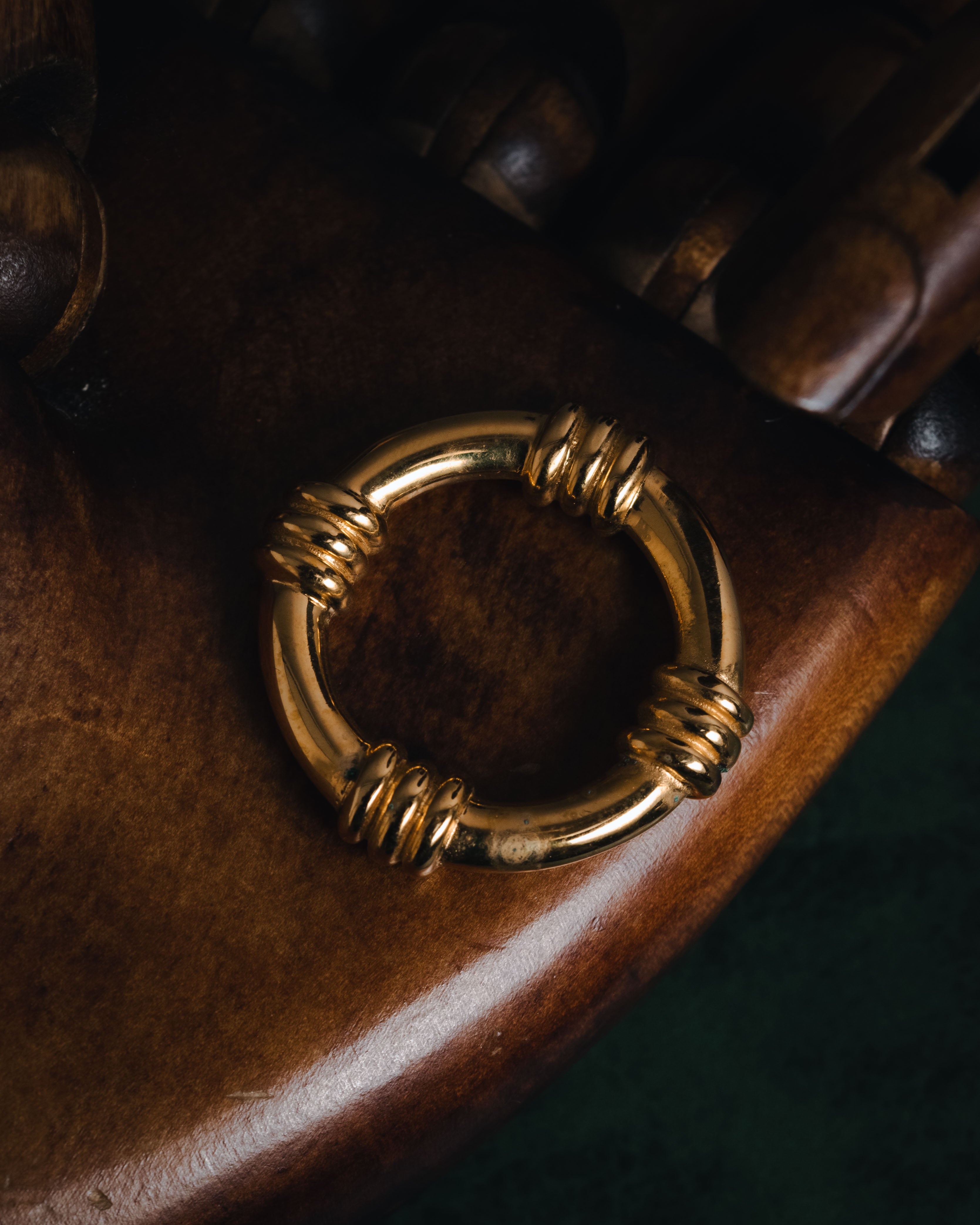 "HERMES" 80’s-90’s equestrian-threaded scarf ring