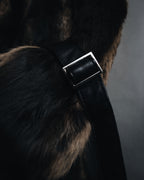 "BIEMME" 00’s striped rabbit fur belted coat