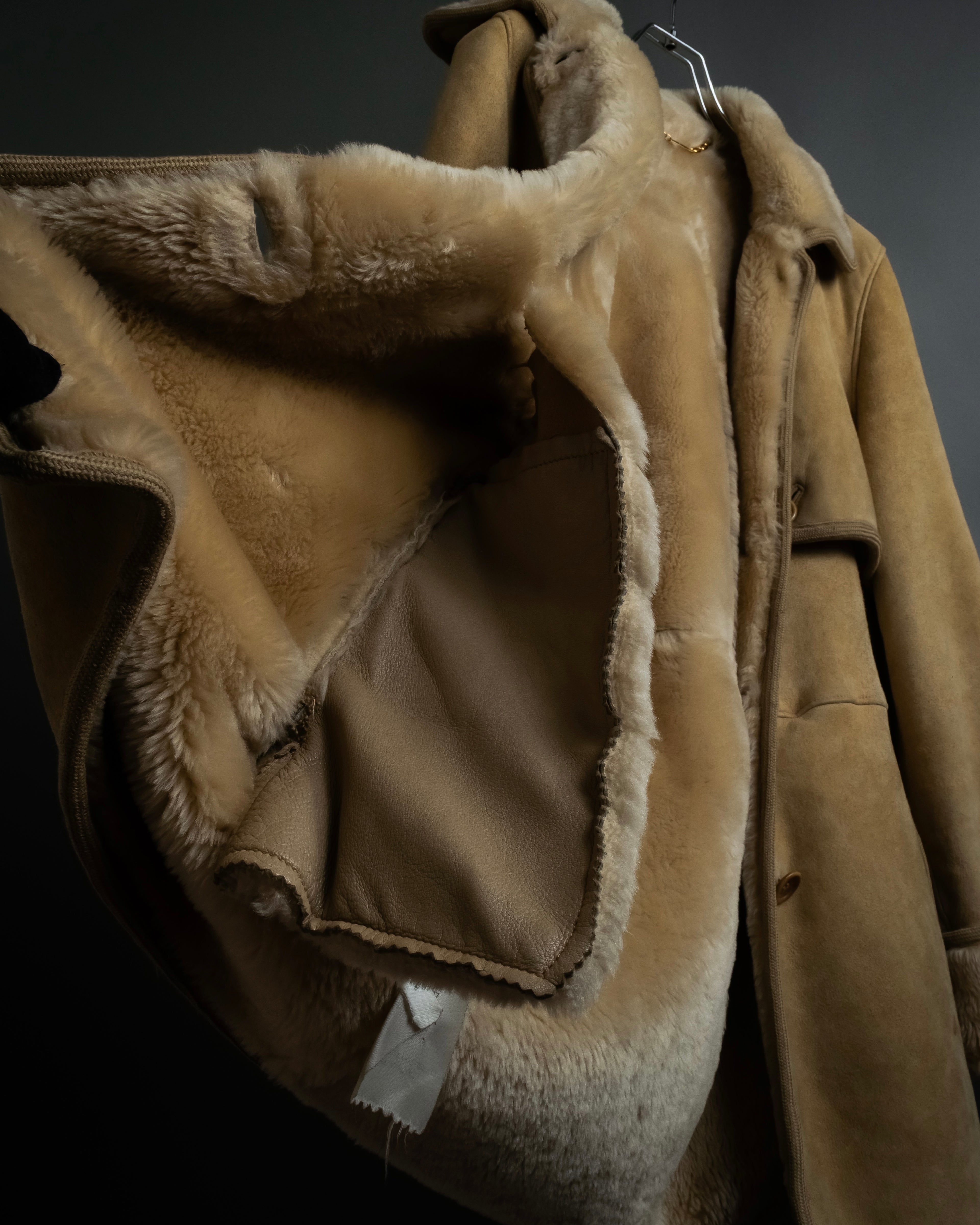 "LOEWE" 90's Panel-switched design mouton shearling coat