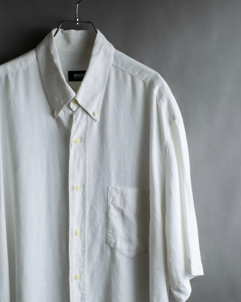 "HUGO BOSS" Linen oversized half sleeve button down shirt