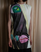 "RAF SIMONS" 13SS Surrealist face print sleeveless top