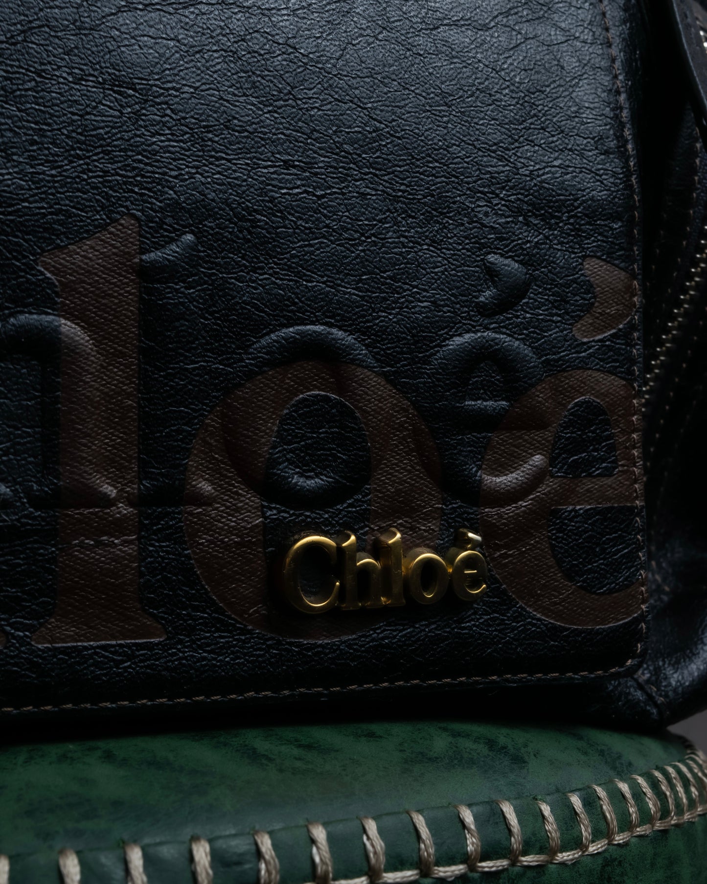 "Chloe" Eclipse series logo engraved leather tote bag