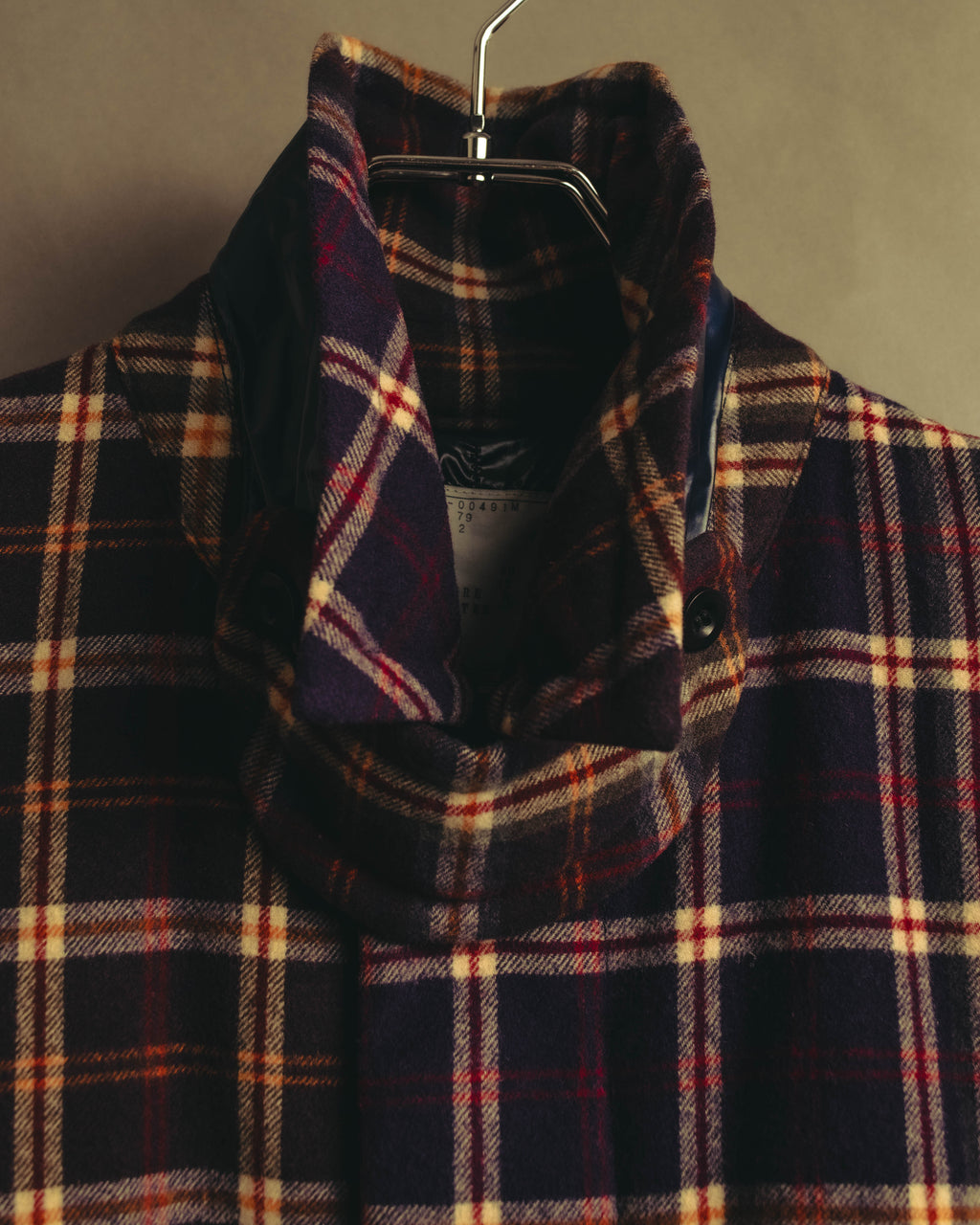 “sacai” 2010's Tartan wool cashmere padded hybrid coat