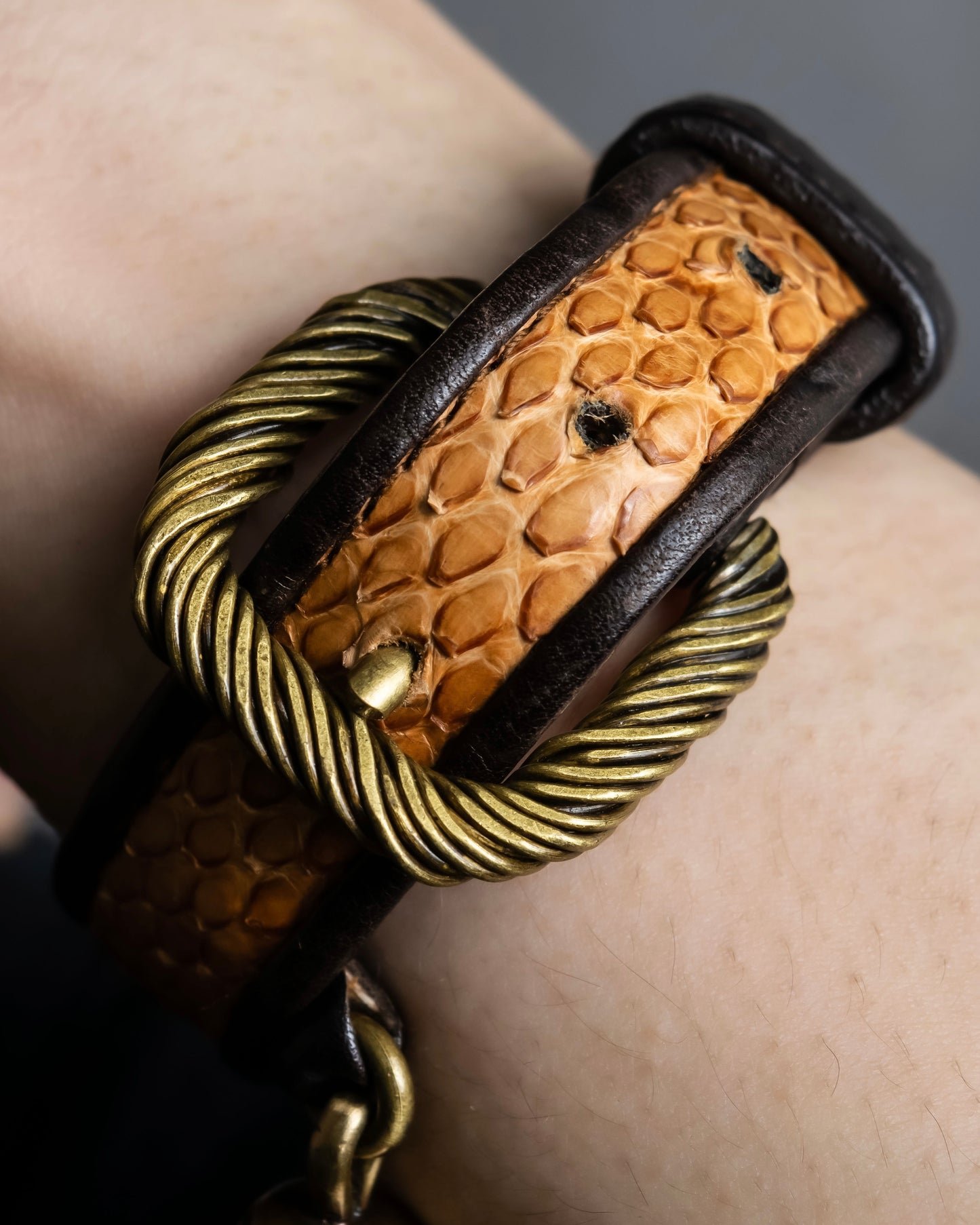 "BOTTEGA VENETA" Python switch design leather bracelet