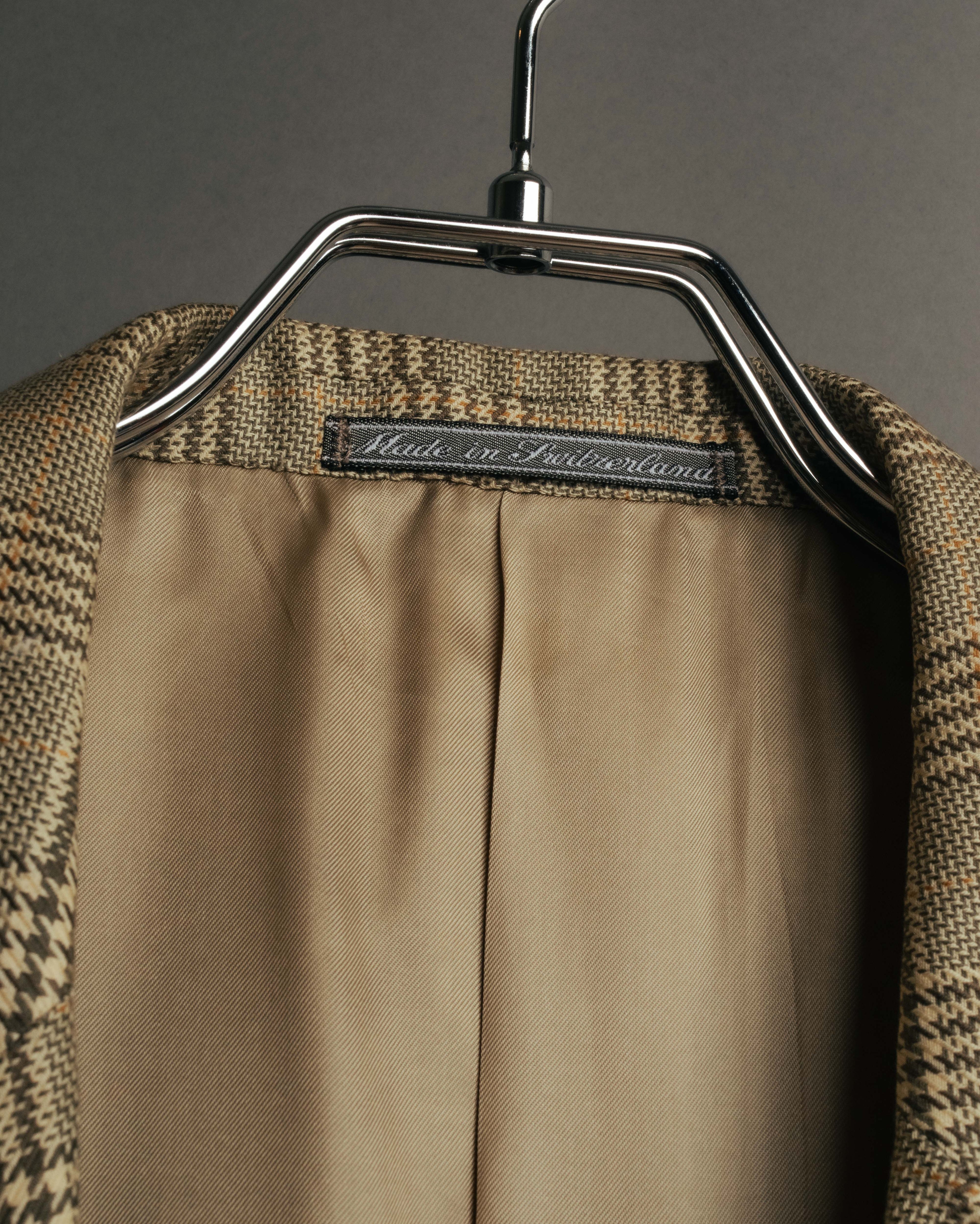"GUCCI" 90's-00's Vintage houndstooth and glen check structured cotton jacket