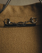 “GUCCI” 00’s-10’s Cashmere-blend leather-trimmed belted long coat