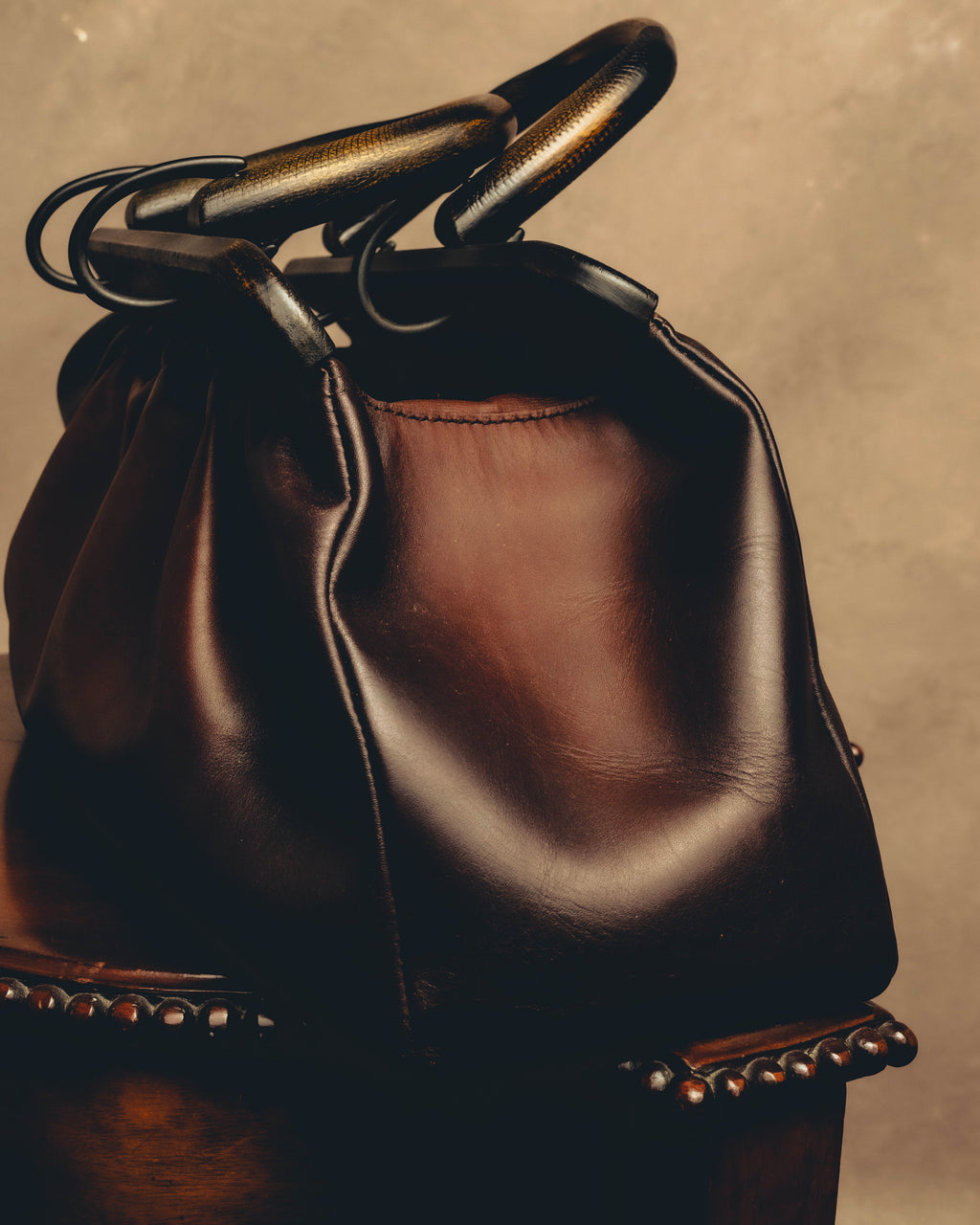 -SPECIAL- "GUCCI" 90's-00's Gathered leather top handle handbag