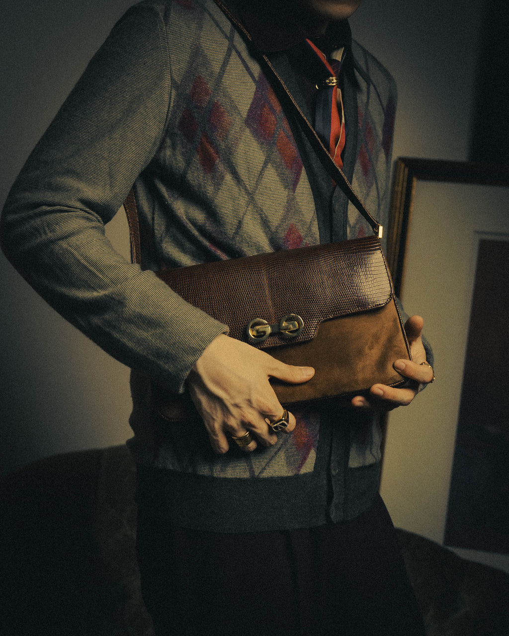 –SPECIAL– "GUCCI" 70's Classic horsebit shoulder bag