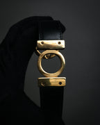 “Salvatore Ferragamo” 90’s Lizard leather double gancini belt