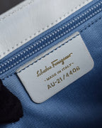 "Salvatore Ferragamo" Gancini motif structured white leather bag