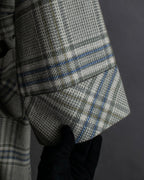 "PIERRE BALMAIN" Glen check belted gown coat