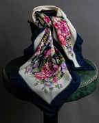 "YVES SAINT LAURENT" Peony small flower bouquet pattern silk scarf