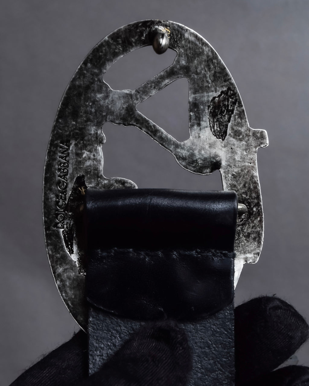 "Dolce & Gabbana" Libra motif silver buckle leather belt