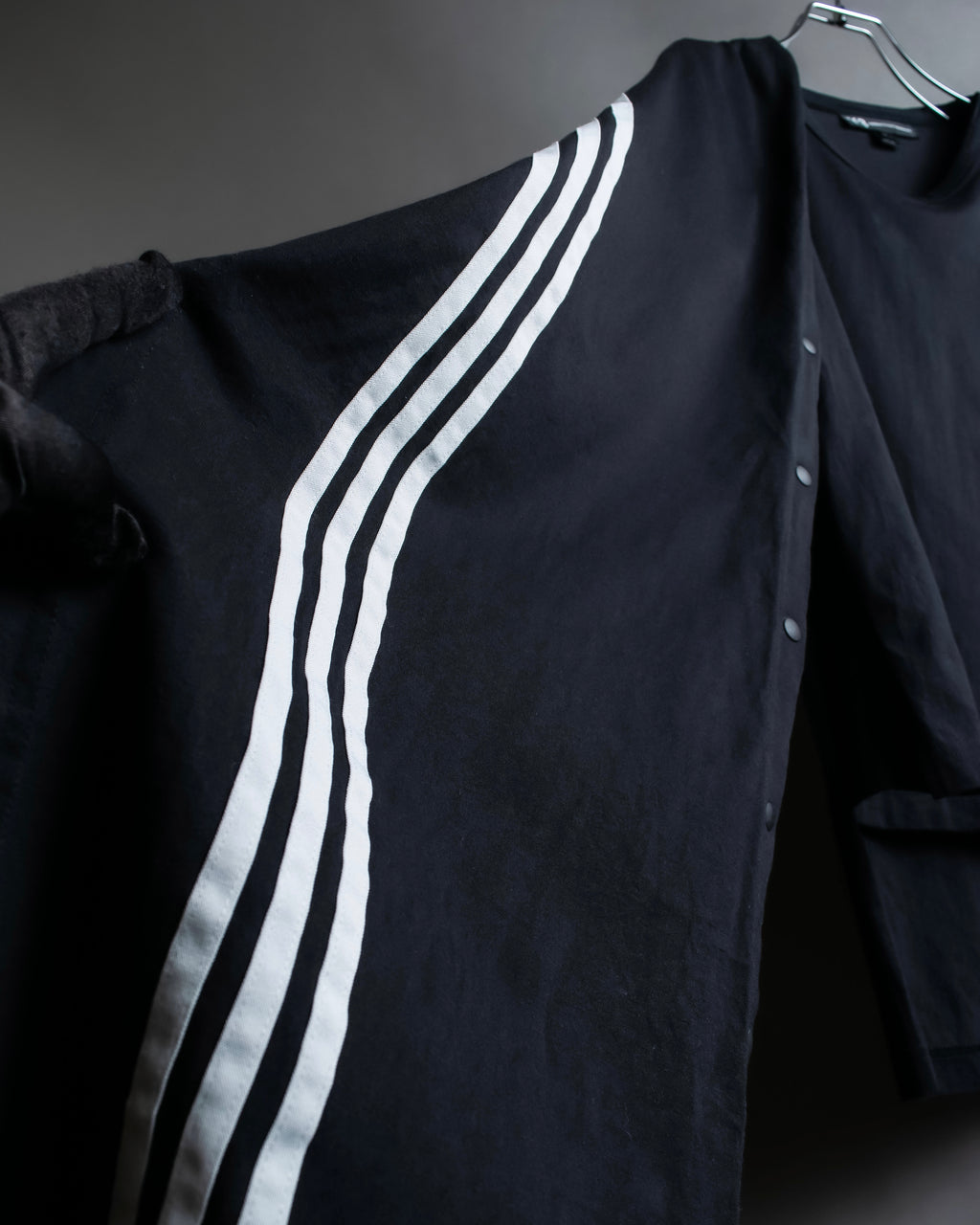 "Y-3" Asymmetrical three-stripes wrap dress