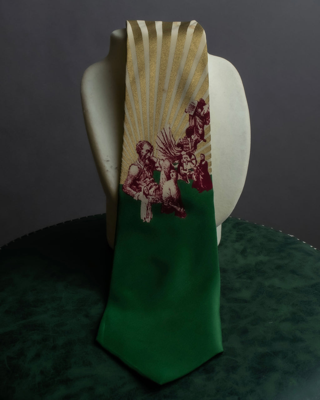"JEAN PAUL GAULTIER" Radiation gold & human pattern silk neck tie