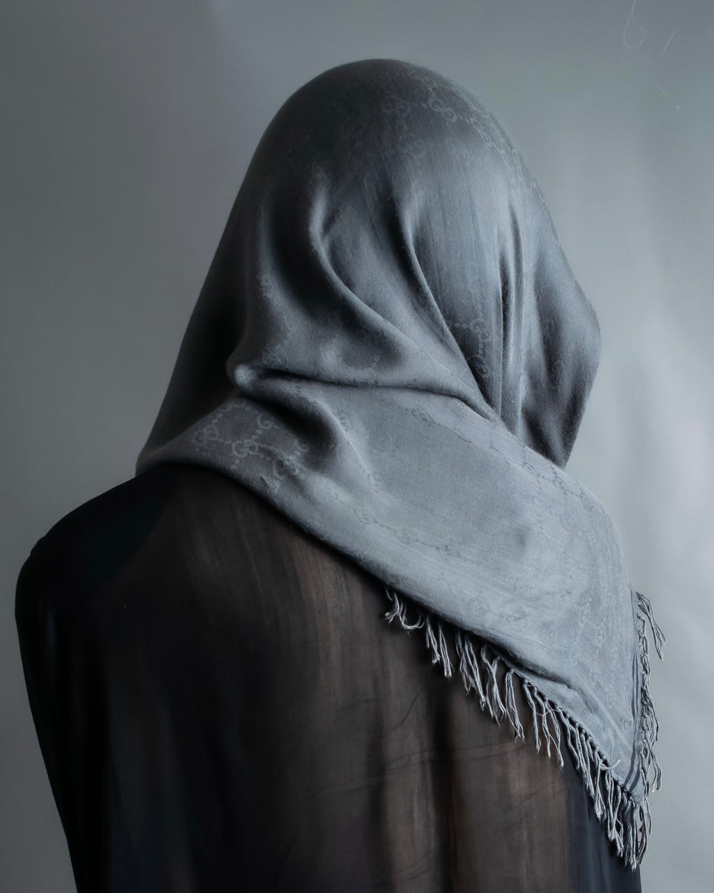 "GUCCI" GG pattern fringe detail scarf