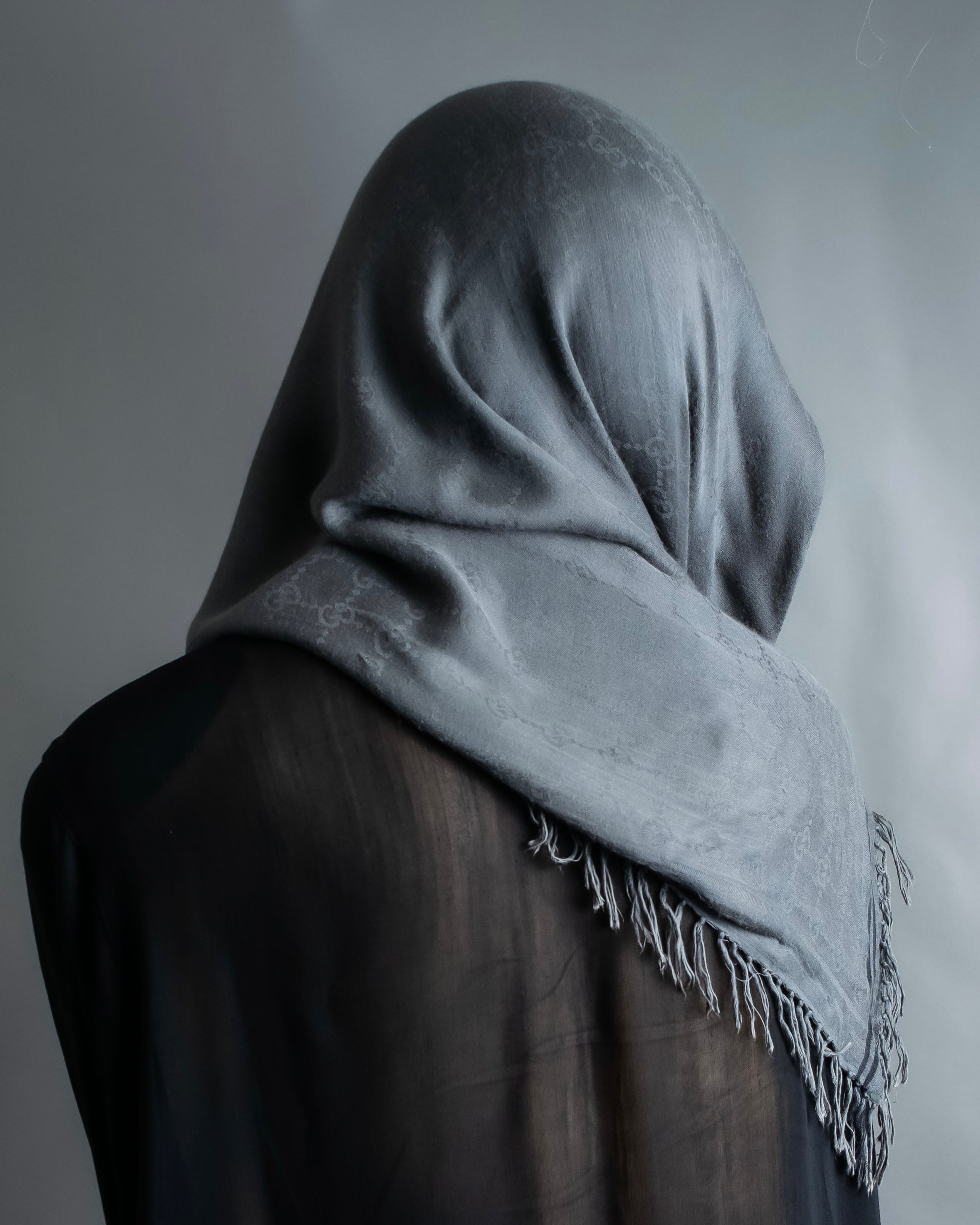 "GUCCI" GG pattern fringe detail scarf