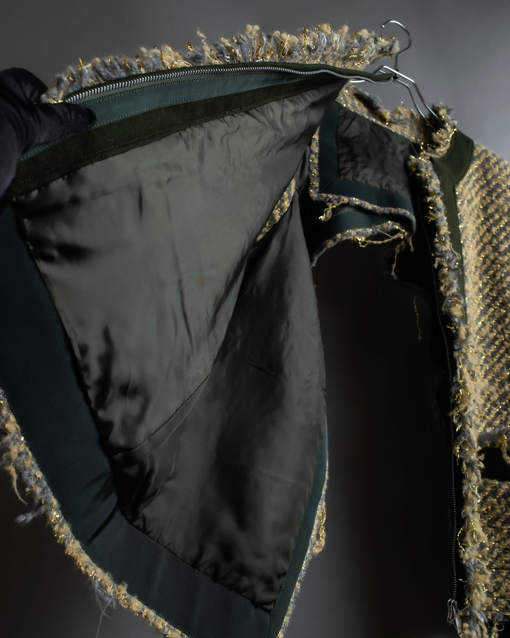 "sacai" Asymmetrical design double zipper tweed vest