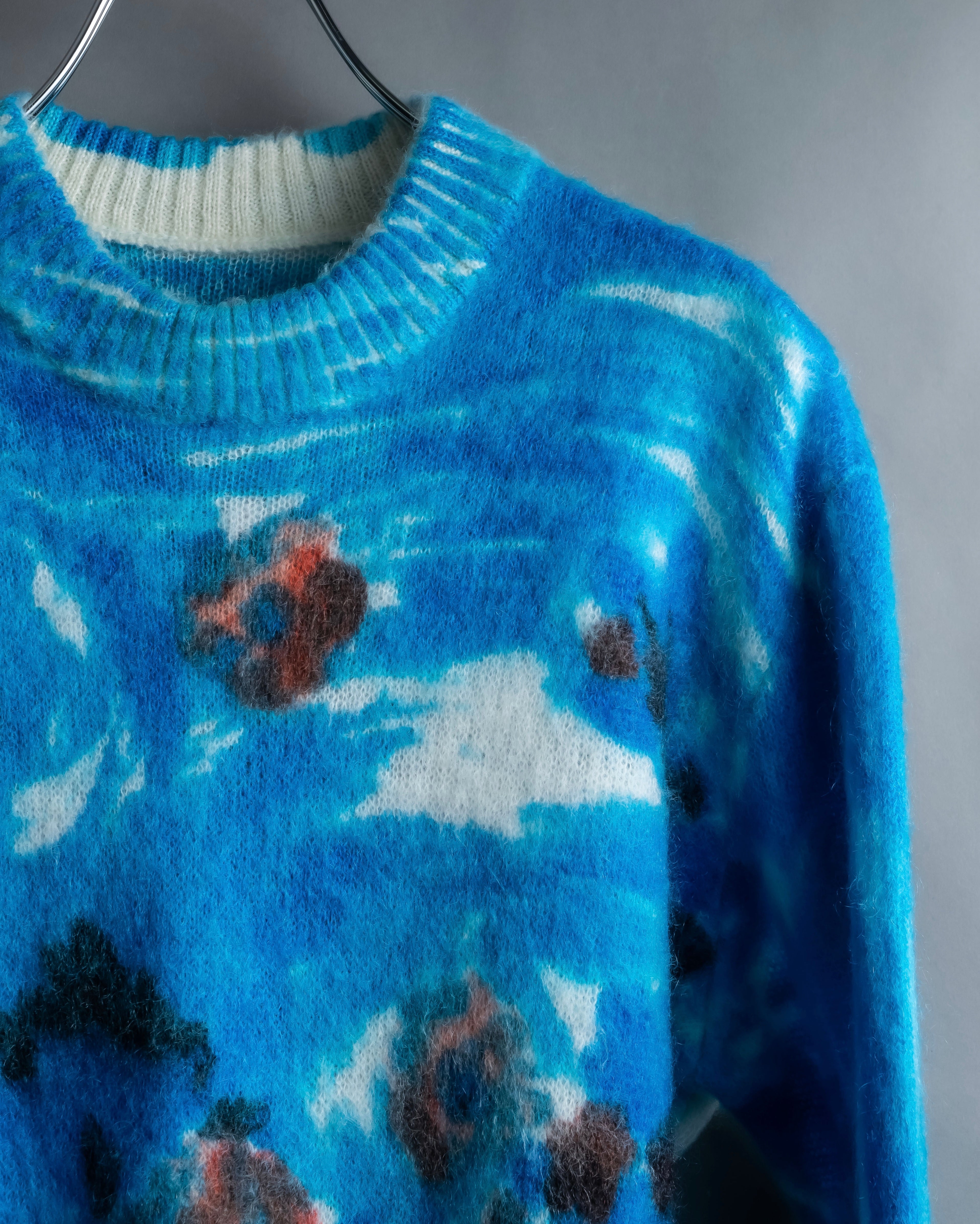 "PRADA" Abstract all over print mohair blend knit