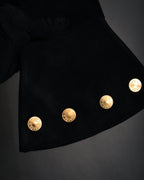 “HERMES” 90’s-00’s Gauntlet serier button suede gloves