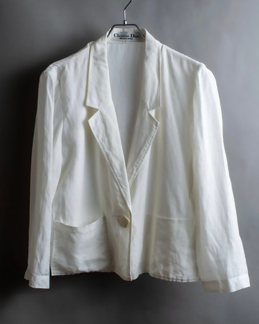 "Christian Dior" 1 button pure white short length tailored jacket