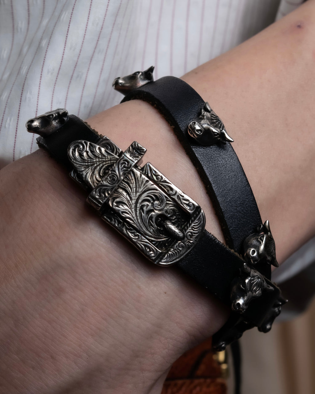 "GUCCI" Anger forest collection leather double wrap bracelet