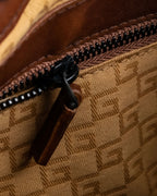 "GUCCI" Horizontally shaped cord-wrapped handle leather bag